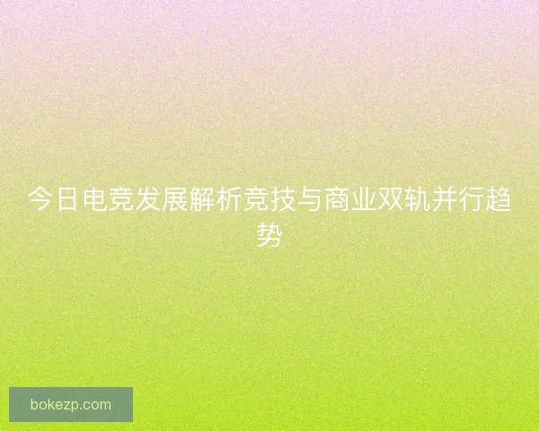 今日电竞发展解析竞技与商业双轨并行趋势